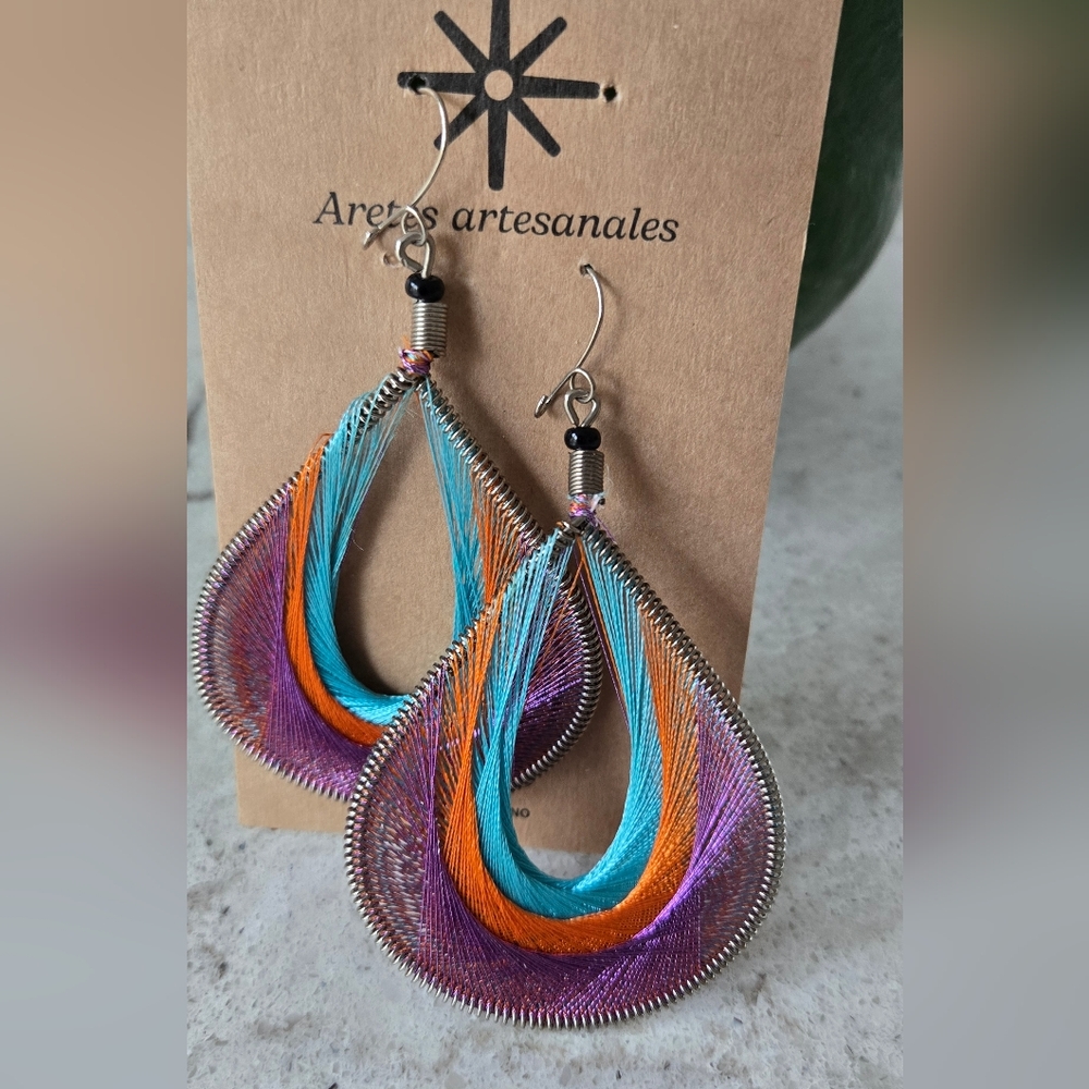 Handcrafted Thread Woven Multicolored Earrings